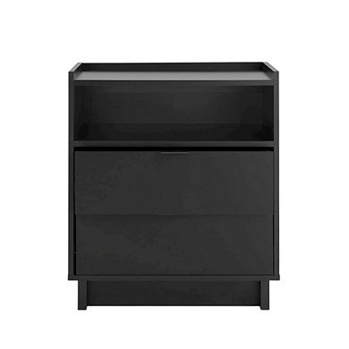 Nightstand with 2 drawers, Modern Rectangular Design, Laminate Finish