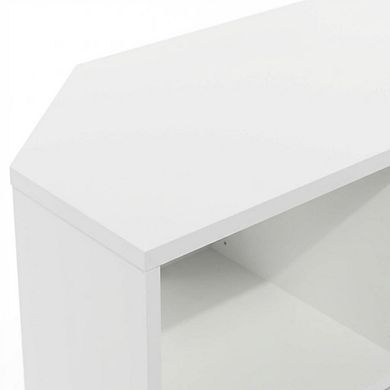 FurniFact Corner Fireplace TV Stand with 4 Open Storage Compartments in Wood Finish