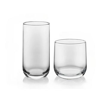 Tumbler and Rocks Glass Set of 16 with Curved Design for Parties