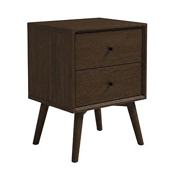Brown Mid Century Modern Nightstand with Compact Storage and Sleek Design