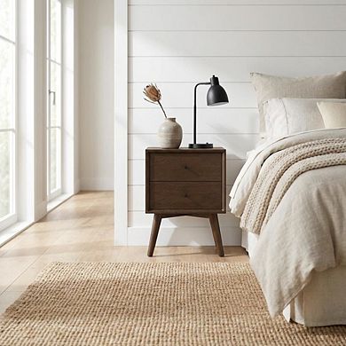 Brown Mid Century Modern Nightstand with Compact Storage and Sleek Design