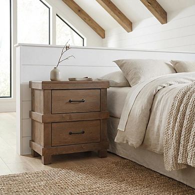 Nightstand with Classic Design and Solid Wood Finish