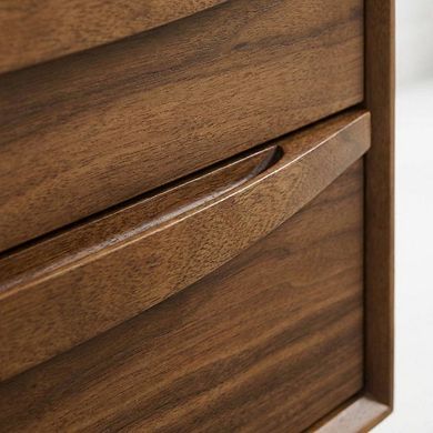 Walnut Finish Nightstand with 2 Drawers and Shelf for Bedroom Storage