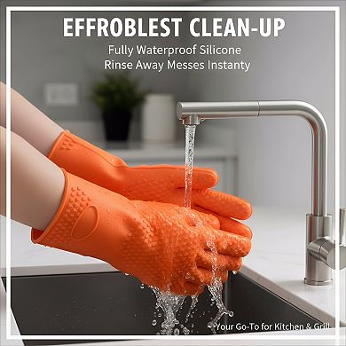 Silicone Smoker Oven Gloves Extreme Heat Resistant for BBQ Grill