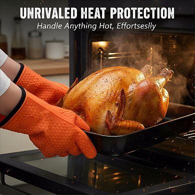 Silicone Smoker Oven Gloves Extreme Heat Resistant for BBQ Grill