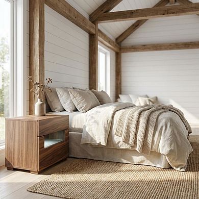 Starlight Canyon Home Nightstand with Contemporary Led Lighting for Bedroom