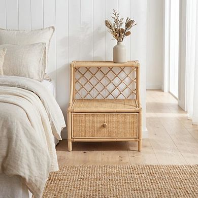 Nightstand with 1 Drawer and Bohemian Style