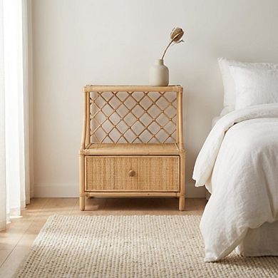 Nightstand with 1 Drawer and Bohemian Style