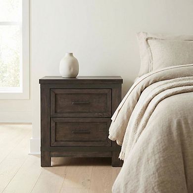 Nightstand with Saw Cuts for Bedroom Decor