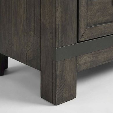 Nightstand with Saw Cuts for Bedroom Decor