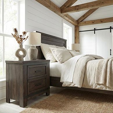 Nightstand with Saw Cuts for Bedroom Decor