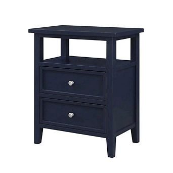 Midnight Blue Nightstand with 2 Drawers and Modern Design