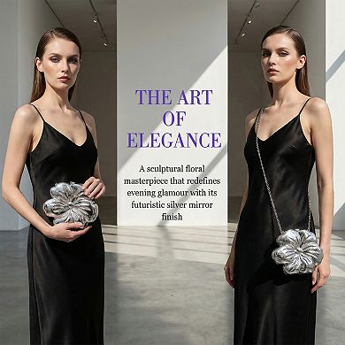 Clutch Purses for Women Flower Acrylic Evening Bags Metallic Handbag with Chain