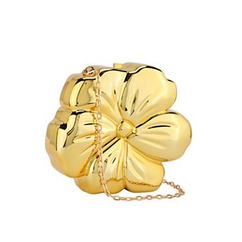 Clutch Purses for Women Flower Acrylic Evening Bags Metallic Handbag with Chain
