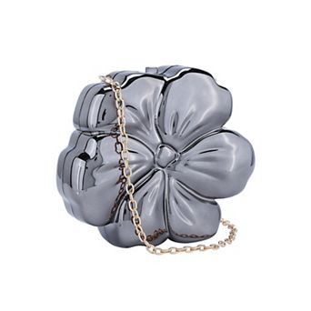 Clutch Purses for Women Flower Acrylic Evening Bags Metallic Handbag with Chain
