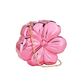 Clutch Purses for Women Flower Acrylic Evening Bags Metallic Handbag with Chain