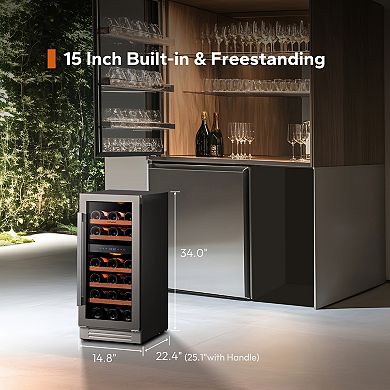Ca'Lefort 15 inch 28-Bottle Wine Cooler Refrigerator Fridge, Dual Zone