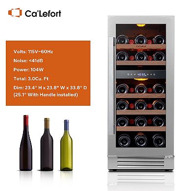 Ca'Lefort 15 inch 28-Bottle Wine Cooler Refrigerator Fridge, Dual Zone