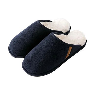 Roxoni Men's Memory Foam House Slippers with Fur Lining Non-Slip Indoor Comfort
