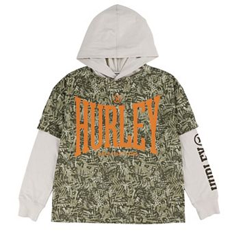 Boys 4-7 Hurley Graphic Mesh Oversized Twofer Long Sleeve Hoodie