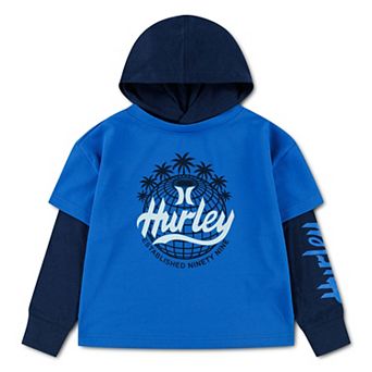 Boys 4-7 Hurley Palm Trees Graphic Mesh Oversized Twofer Hoodie