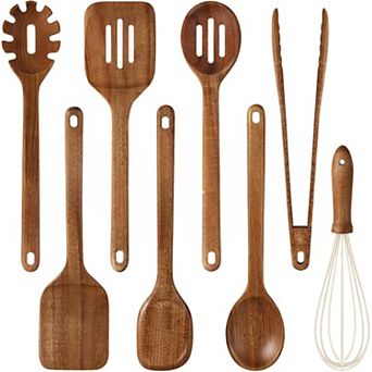 Wooden Kitchen Utensil Set for Nonstick Cookware Long Lasting
