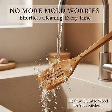 Wooden Kitchen Utensil Set for Nonstick Cookware Long Lasting