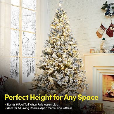 Sweet Home Collection 6 FT Frosted Pre-Lit Artificial Christmas Tree w/ 820 PVC Tips 250 LED Lights