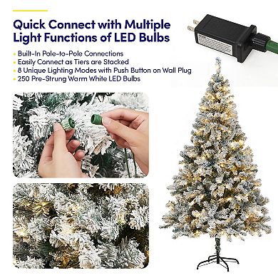 Sweet Home Collection 6 FT Frosted Pre-Lit Artificial Christmas Tree w/ 820 PVC Tips 250 LED Lights