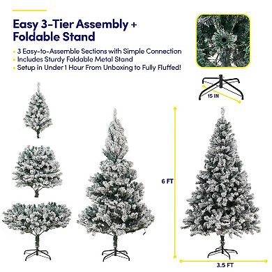 Sweet Home Collection 6 FT Frosted Pre-Lit Artificial Christmas Tree w/ 820 PVC Tips 250 LED Lights