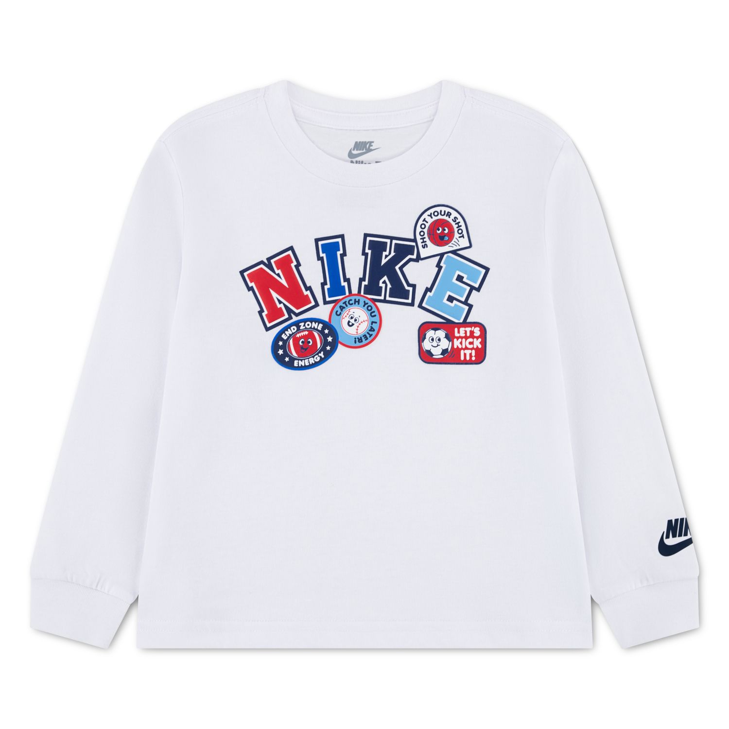 Футболка Nike Varsity Arch Icon Long Sleeve Graphic для мальчиков-малышей — фото 1