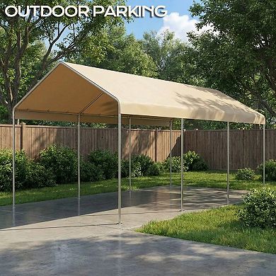 Aoodor Carport Replacement Canopy Cover with Extra-Long Ball Bungees