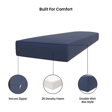 Covers&All Sunbrella 18"x 52" Outdoor/Indoor Bench Cushion, Premium 5 High-Density Foam