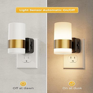 Dimmable 2-Pack LED Night Lights with Adjustable Dusk-to-Dawn Sensors.