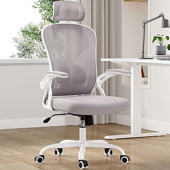 Petrimins 3-Layered Lumbar Mesh Office Chair: Adjustable Headrest & Flip-Up Arms