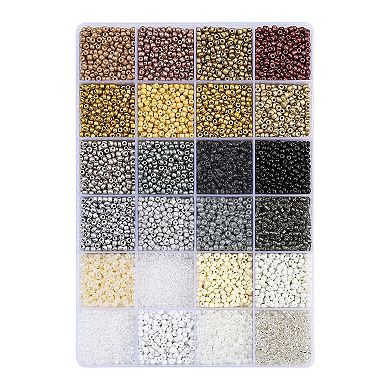 John Bead 12500pcs 8/0 Glass Seed Beads (24 Assorted Colors, 300g)