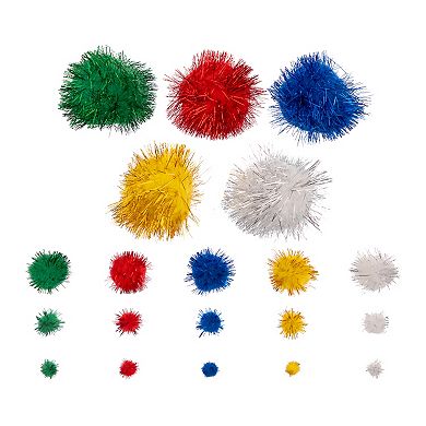 John Bead Assorted Colors and Sizes Craft Pom Poms, 100ct.