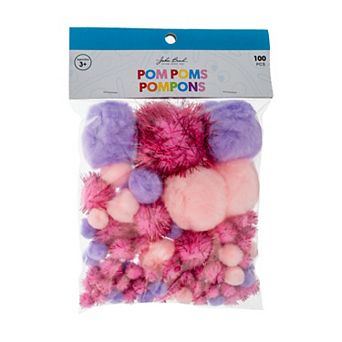 John Bead Assorted Colors and Sizes Craft Pom Poms, 100 ct
