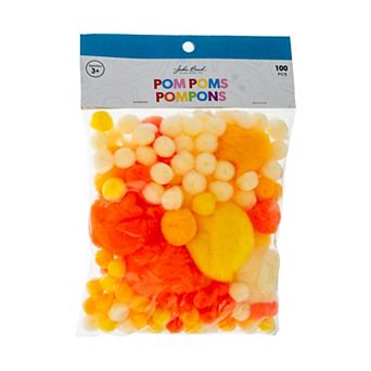 John Bead Assorted Colors and Sizes Craft Pom Poms, 100 ct