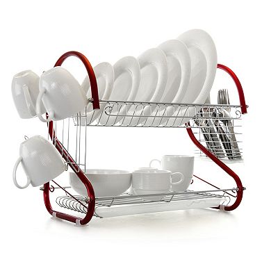MegaChef 16 Inch Two Shelf Iron Wire Dish Rack