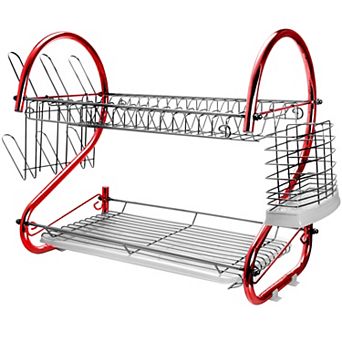 MegaChef 16 Inch Two Shelf Iron Wire Dish Rack