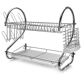 MegaChef 16 Inch Two Shelf Iron Wire Dish Rack