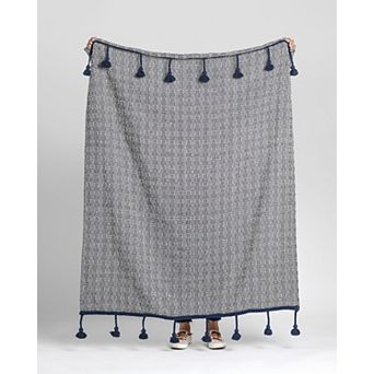 Fab Habitat Arlington Abstract Tassle Cotton Throw Blanket