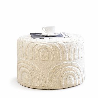 Soft Linen Ottoman Footrest with Removable Cover, 20x14 Plush Foam