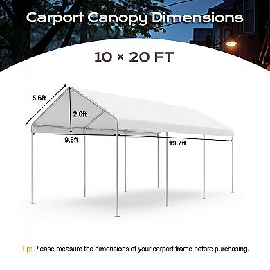 Aoodor Carport Replacement Canopy Cover with Extra-Long Ball Bungees