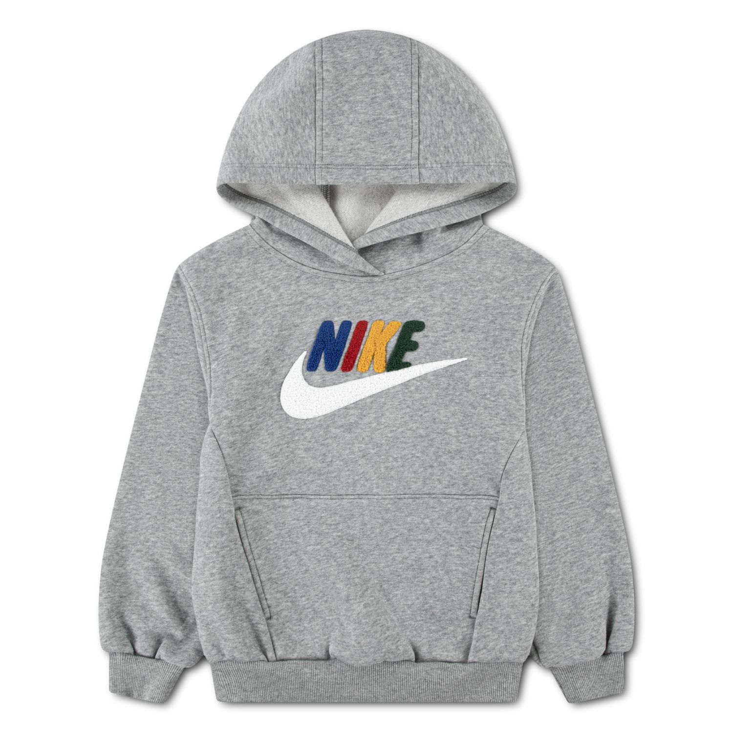 Худи Nike Club Fleece Chenille Graphic для мальчиков-малышей, цвет: Тёмный серый меланжевый — фото 1