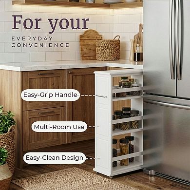 Alaterre Furniture Slim Rolling Storage Cart