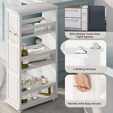 Alaterre Furniture Slim Rolling Storage Cart