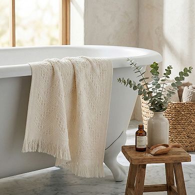 Textured Fringe Hand Towel 13x29 Inch Decorative Guest Towel Gift Ready