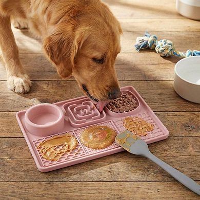 6 in 1 Dog Lick Mat Slow Feeder with Bowl Multifunction Pet Feeding Mat Non Slip Silicone
